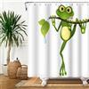 SDOTPMT 90x183cm Carina Cartone Animato Rana Tenda da Doccia - Piccolo Rana Su Albero Ramo Verde Foglie - Bagno Estate Animale Bianco per Bambini - Poliestere con Ganci