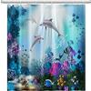 SDOTPMT 105x160cm Oceano Delfino Tenda da Doccia Tropicale - Colorato Pesce, Sott'acqua Mondo Marino Animali per Bagno - Tessuto Poliestere Impermeabile con Ganci