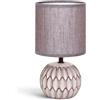 Aigostar Lampada da Comodino, Moderna Lampada da Tavolo Base in Ceramica Paralume in Stoffa, Attacco E14, 14 * 14 * 26cm Cavo 1.3 Metri, Design Vintage