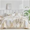 Tokokimo Set Copripiumino Matrimoniale 240x220cm, Copripiumino Matrimoniale 3 Pezzi in Microfibra Con Motivo a Ramoscelli e Foglie, Comprendente 1 Copripiumino 240x220 + 2 Federe 50x80, Bianco/Oro