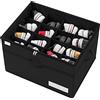 LUVHOMEE Organizer Scarpe per Armadio, Adatto a 16 Paia, Contenitori Pieghevole per Scarpiera Scatole, Porta Scarpe Trasparenti con Supporto Inferiore, Portascarpe Organizzatore con Manici Rinforzati, Nero