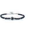 Eloboe essence Bracciale Talismano Tibetano Dzi Agata Strand Bracciale in Pietra Naturale Spinelli Neri Placcato Oro 24K Argento 925