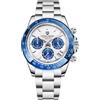 PAGRNE DESIGN Orologio al quarzo da uomo con codice cronografico singolo, resistente all'acqua, in ceramica e acciaio inossidabile (Blue G