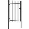 vidaXL Cancello per Recinzione a Singola Anta con Punte Robusto Durevole Privacy con Serratura e Chiavi Ingresso Pedonale in Acciaio 1x1,5 m Nero