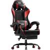 HLFURNIEU Sedia Gaming Ergonomica, Poltrona Gaming con Cuscino a Molle, Computer Gamer con Poggiapiedi e Supporto Lombare, Sedia Gamer Regolabile in Altezza, Schienale Regolabile, Nero e Rosso