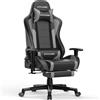 GTPLAYER Sedia da Gaming con Poggiapiedi e Altoparlante Bluetooth Poltrona Ufficio Scrivania Ergonomica Sedie Musicale Grigia
