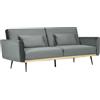 HOMCOM Divano Letto 3 Posti Clic Clac con 2 Cuscini, Divano Letto Singolo con Gambe Pieghevole e Schienale Regolabile, in Tessuto Imbottito Effetto Velluto e Legno, 206x81x83 cm, Grigio