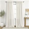 KOUFALL Tende in lino per soggiorno, 213 cm, set di 2 pannelli, colore: crema, beige, neutro, bohémien, filtranti la luce, tende semi velate per camera da letto, lunghezza 213 cm, bianco avorio