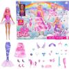 Barbie - Calendario dell'Avvento 2025, bambola trasformabile inclusa e 24 accessori a sorpresa tra cui unicorno e 3 cuccioli, giocattolo per bambini, 3+ anni, JFL66