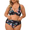 Yutdeng Taglie Forte Costume da Bagno Due Pezzi Taglie Forti Vita Alta Bikini Set Sexy Push Up Imbottito Reggiseno e Slip A Vita Alta Controllo della Pancia Costume Donna Mare per Spiaggia,Verde,XL