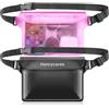 Henrycares 2 Pezzi Marsupio Impermeabile Mare, IPX8 Borsa Impermeabile con Tripla Tenuta, Cintura Regolabile Estesa, Busta Impermeabile Mare per Subacqueo, Spiaggia, Kayak (Nero+cristallo Bianco)