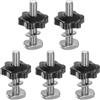 QUARKZMAN 5 Set di Bulloni a T con Manopola M8 x 45mm Bulloni Filettati M8 x 32mm Manopola di Serraggio Dado Esagonale con Rondella per Maschere Dispositivi Lavorazione Legno, Nero