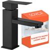 Sovica Rubinetto bagno lavabo nero acciaio inox monocomando per acqua calda e fredda con 2 tubi flessibili inclusi