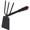 Mivos Zappetta Doppia da Giardino con Tridente, Acciaio / Zappa a Due Teste per la Cura e il Diserbo del Giardino / Doppia Zappa con 3 Punte / Larghezza 7 cm