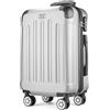 POSH Valigia rigida con ruote trolley bagaglio a mano, grande, media, piccola in ABS, Set di valigie leggere da 3 pezzi nelle misure M-L-XL (argento, XL)