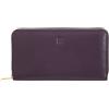 DUDU Portafoglio donna grande RFID di vera pelle colorato zip around Deep purple