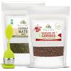 Herbes du Monde Herbes de Monde - Duo di Tisane Dimagranti Con Infusore - Infusi per Dimagrimento e Vitalità, Benessere e Detox - 2 buste da 100g (1 Gambo di Ciliegia e 1 Mate Verde) e 1 infusore