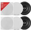 Pyle Altoparlanti da Soffitto Bianchi 25 cm, Coppia 2 Vie con Woofer 25,4 cm e Tweeter 1,27 cm, 35Hz-20kHz, 250W Picco, Incasso Soffitto/Parete, Griglie Incluse