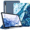 FINTIE Custodia per Samsung Galaxy Tab S8 11'' 2022 SM-X700/X706 / Tab S7 11'' 2020 SM-T870/T875 con S Pen Holder, Sottile Leggero Case Posteriore Trasparente Cover con Auto Sveglia/Sonno, Oceano Blu