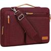 MOSISO 15 Pollici Borsa Tracolla Laptop, Custodia Computer Compatibile con MacBook Air 15 M4 M3 M2 2025-2023 / Pro A1990 A1707,Lato Open Borse Messenger&4 Cerniera Tasche&Handle, Vino Rosso