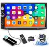 CAMECHO Doppio Din Autoradio con Bluetooth, 7 Pollici Stereo Auto Bluetooth con Schermo 2 Din Autoradio con FM/AUX/Mirror Link con Controllo al Volante SWC + Telecomando Telecamera Posteriore