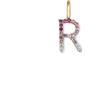 SINGULARU - Charm Letter Spark Sakura. Iniziale in Argento Sterling con Finitura Placcata Oro 18Kt e Zirconi. Gioielli da Donna. Lettera R