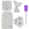 Loopunk stampo per torta a tema sirena, conchiglie, conchette, coda di sirena, alghe, stampi in silicone fai da te strumento di cottura per cupcake fondenti (4 pezzi grigi)