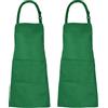 XIEJINJIA 2 Pezzi Grembiule da Cucina Chef Regolabile Cravatte Lunghe con 2 Tasche Grembiule per Cuoco Cucina Casa per Donna Uomo Verde