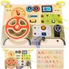 Azyvum Busy Board Montessori Activity Board a Partire da 1 Anno Giocattolo Montessori Pannello Sensoriale in Legno con 7 interruttori, 10 luci a LED per Neonati e Bambini Educazione sensoriale