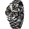 BUREI Orologio da uomo alla moda, analogico, al quarzo, in acciaio inox, impermeabile, con diamanti luminosi, con data, orologio da polso casual di lusso con settimane, regalo per uomo (ferroso)