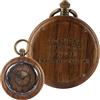 Tiong Orologio da tasca vintage in legno al quarzo, fatto a mano, in legno di bambù, con catena, da uomo, con scatola regalo, A mio marito, Classico