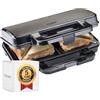Bestron XL macchina per sandwich, tostapane con rivestimento antiaderente per 2 sandwich, incl. controllo automatico della temperatura e indicatore di pronto, colore: grigio