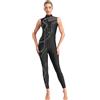 inlzdz Tuta Intera Pattinaggio Artistico Bambina Senza Maniche Mesh Body Danza Classica Leotards con Paillettes Bodysuit da Ballo Latino Competizione Dancewear Nero XL
