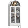SUPEER Credenza Vetrina in Metallo con Cupola Arrotondata - Mobile con 2 Ante Vetro & 1 Cassetto Contenitore, Armadio Esposizione per Soggiorno/Camera (Bianco, 185x80x40 cm)