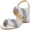 QUEEN HELENA Sandali Eleganti con Tacco Medio Largo con Strass Donna ZM9010 (Argento, Numeric_35)