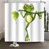 SDOTPMT 180x180cm Carina cartone animato Rana Tenda da doccia Piccolo Rana Su Albero Ramo Verde Foglie Tenda da bagno Estate Animale Bianco Tenda da vasca per bambini Bagno Poliestere con ganci