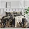 Tokokimo Set Copripiumino Matrimoniale 240x220cm, Copripiumino Matrimoniale 3 Pezzi in Microfibra Con Motivo a Ramoscelli e Foglie, Comprendente 1 Copripiumino 240x220 + 2 Federe 50x80, Nero/Oro