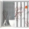 SDOTPMT Tenda da Doccia Asiatica 90x180cm - Fiore di Ciliegio Giapponese, Monte Fuji, Alba Nebbiosa - Decorazione per Bagno
