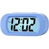 Plumeet Orologio-Sveglia da Viaggio LCD, Sveglia Digitale, con Cover Protettiva in Silicone, Buona Retroilluminazione e Funzione Snooze, Alimentato a batteria (Blu Chiaro)
