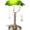Newrays Lampada da scrivania da banchiere in vetro verde dimmerabile