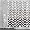 SDOTPMT 105x160cm Tenda da Doccia Grigio Bianco Gradiente Orizzontale Ondulato Zigzag per Bagno - Astratto Geometrico per Vasca Bambini - Poliestere con Ganci