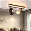 URing Faretti da Soffitto Orientabili, Plafoniera Faretti LED Soffitto 2 Luce con Luce Inferiore 8W+2x5W GU10, Bianco Caldo 3000K, Faretti da Parete Interno Nero per Cucina, Cameretta, Soggiorno