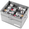 LUVHOMEE Organizer Scarpe per Armadio, Adatto a 16 Paia, Contenitori Pieghevole per Scarpiera Scatole, Porta Scarpe Trasparenti con Supporto Inferiore, Portascarpe Organizzatore con Manici Rinforzati, Grigio