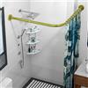 Sikaiqi Asta per Tenda da Doccia Angolare in Acciaio Inox 304 Estensibile a Forma di L, Oro, 90-130 x 90-130 cm, Installazione Senza Fori, Per Bagno, Vasca da Bagno, Angolo
