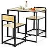 LIFEZEAL Set di da Pranzo, 1 Tavolo da Pranzo Rettangolare e 2 Sedie da Pranzo con Schienale Ergonomico, Telaio in Metallo, per Sala da Pranzo, Cucina, Ristorante, Salvaspazio, Naturale