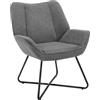 WOLTU Poltrona Salotto in Lino, Poltrona Lounge per Camera da Letto, Poltroncina Salotto con Gambe in Metallo, Grigio Scuro, Portata 150 kg, SKS54dgr