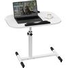 HAMHAIGO Piccolo Scrivania pieghevole Bianco Scrivania Tavolino con ruote 60 x 40 cm Tavolo da letto per camera da letto, altezza regolabile scrivania mobile, tavolo da letto con roulette