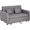HOMCOM Divano Letto 2 Posti 2 in 1 con Vano Contenitore e Design Moderno, Letto Singolo, Imbottito e Rivestito in Lino Grigio