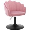 WOLTU Sedia da Trucco, Poltrona Girevole in Velluto, Sgabello da Trucco Regolabile in Altezza per Camera da Letto, Soggiorno, Rosa