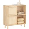 SoBuy Credenza con 2 ante scorrevoli Credenza decorativa Consolle laterale stretta Naturale 80x35x87cm FSB87-N